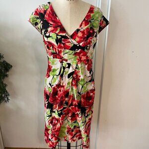 Vintage Jonathan Martin Rose Print Dress Size 12